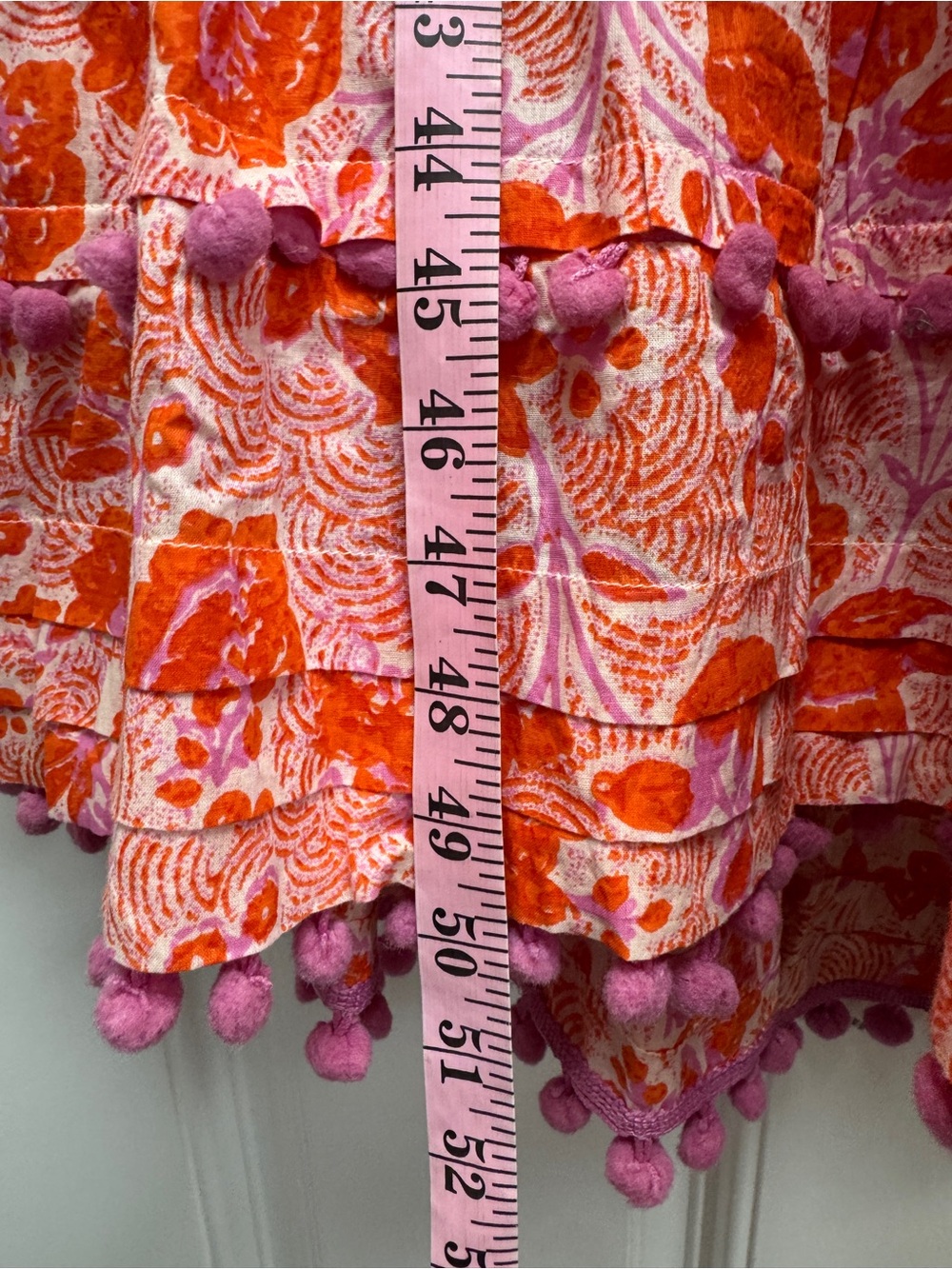 Ro's Garden Anthropologie Denise Halter Maxi Dress Pom Pom Pink Orange Floral M - Picture 9 of 15